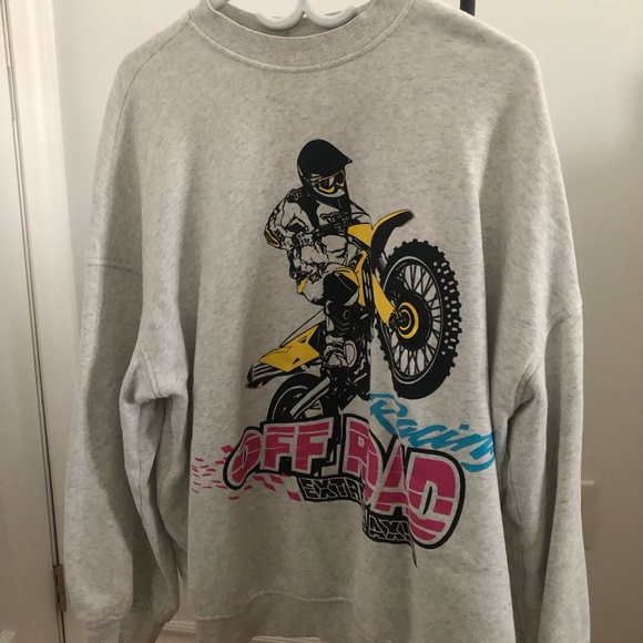 H&M Sweaters - Racing H&M grey crewneck (M)